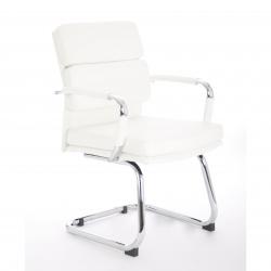 Cheap Stationery Supply of Advocate Visitor Chair White Bonded Leather With Arms Office Statationery