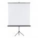 This picture shows a sturdy tripod projector screen from Franken GmbH. It has a 1:1 format with a screen size of 150 x 150 cm. The X-tra.Line design adds a sleek touch to any room.