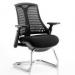 Flex Cantilever Chair Black Frame Black Fabric Seat With Black Back With Arms KC0079