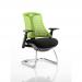 Flex Cantilever Chair Black Frame Black Fabric Seat With Green Back With Arms KC0081