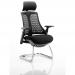 Flex Cantilever Chair Black Frame Black Fabric Seat With Black Back With Arms With Headrest KC0111