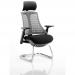 Flex Cantilever Chair Black Frame Black Fabric Seat With Grey Back With Arms With Headrest KC0114