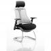 Flex Cantilever Chair Black Frame Black Fabric Seat With Moonstone White Back With Arms With Headrest KC0115