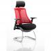 Flex Cantilever Chair Black Frame Black Fabric Seat With Red Back With Arms With Headrest KC0117