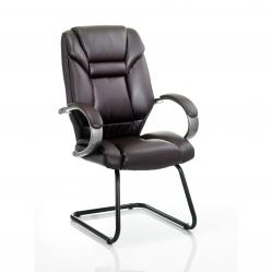 Cheap Stationery Supply of Galloway Cantilever Chair Brown Leather With Arms Office Statationery
