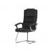 Moore Deluxe Visitor Cantilever Chair Black Leather With Arms KC0152