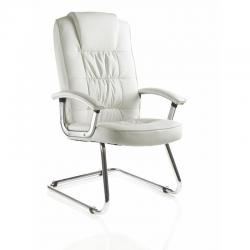 Cheap Stationery Supply of Moore Deluxe Visitor Cantilever Chair White Leather With Arms Office Statationery