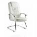 Moore Deluxe Visitor Cantilever Chair White Leather With Arms KC0154