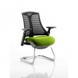 Cheap Stationery Supply of Flex Cantilever Chair Black Frame Black Back Bespoke Colour Seat Myrrh Green Office Statationery