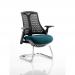 Flex Cantilever Chair Black Frame Black Back Bespoke Colour Seat Maringa Teal KCUP0279