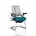Flex Cantilever Chair White Frame White Back Bespoke Colour Seat Maringa Teal KCUP0727