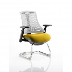 Cheap Stationery Supply of Flex Cantilever Chair Black Frame White Back Bespoke Colour Seat Senna Yellow Office Statationery
