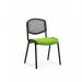 In the photo, you can see a modern and sleek black frame with a mesh back. The color of the chair is a unique shade of myrrh green, adding a pop of color to any space. This chair is customizable and available in a minimum order quantity of 4. Each chair is priced individually for added convenience.