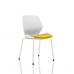 Cheap Stationery Supply of Florence White Frame Visitor Chair in Senna Yellow Office Statationery