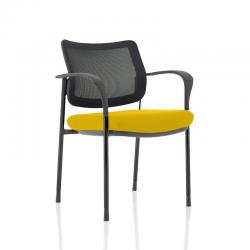 Cheap Stationery Supply of Brunswick Deluxe Mesh Back Black Frame Bespoke Colour Seat Senna Yellow With Arms KCUP1592 Office Statationery
