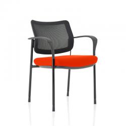 Cheap Stationery Supply of Brunswick Deluxe Mesh Back Black Frame Bespoke Colour Seat Tabasco Orange With Arms KCUP1594 Office Statationery