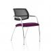A photograph of the Dynamic Visitors Swift Visitor showcases a sleek, straight leg design with a bespoke tansy purple seat. The vibrant color adds a pop of personality to any space, while the sturdy legs offer stability and style. Perfect for modern office spaces or home studios.