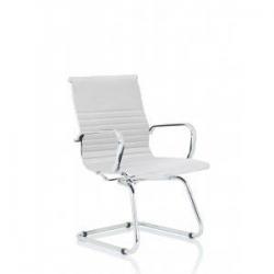 Cheap Stationery Supply of Nola White Soft Bonded Leather Cantilever Chair Office Statationery
