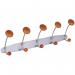 This photo features a sleek and modern space-saving coat rack and stand with 5 hooks for organizing jackets, hats, and bags. The dynamic design adds a touch of style to any entryway or hallway.