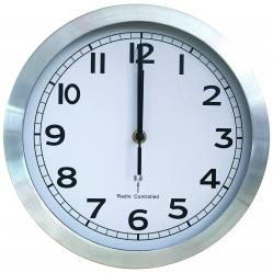 Cheap Stationery Supply of Radio Controlled Wall Clock With Silver Aluminium Case Office Statationery