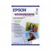 The picture shows a pack of 20 sheets of Epson Premium Glossy Photo Paper. The paper is white and A3 size, with a weight of 255gsm. It has a glossy finish, making it perfect for printing high-quality photos. The pack is labeled with the brand name Epson and the product name.
