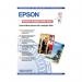 The Epson Photo Paper is a pack of 20 sheets that features a semi-gloss finish and a weight of 250gsm. It is specially designed to produce high-quality prints, with vibrant colors and sharp details, making it ideal for printing photographs and professional documents. The A3 size provides ample space for larger prints.