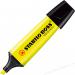 A pack of 10 yellow STABILO BOSS ORIGINAL highlighters with chisel tips and a line width of 2-5mm. The bright color and sleek design make them perfect for organizing notes and drawing attention to important information.