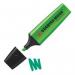 This photo showcases a pack of 10 vibrant green Stabilo Highlighters, with chisel tips for precise highlighting. The iconic STABILO BOSS ORIGINAL design is visible, with the brand name and logo printed on each highlighter. The line width ranges from 2-5mm, making these perfect for both thicker and thinner lines.