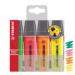 The photo shows a set of 4 Stabilo Highlighters in assorted colors with a chisel tip ranging from 2-5mm. The vibrant colors and iconic Stabilo design make these highlighters stand out. Perfect for organizing and highlighting important information.