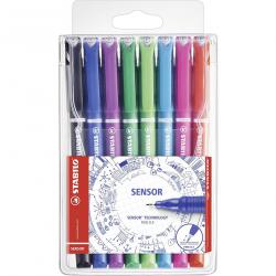 Cheap Stationery Supply of STABILO SENSOR fine Pen 0.3mm Line Assorted Colours (Wallet 8) 10528ST Office Statationery