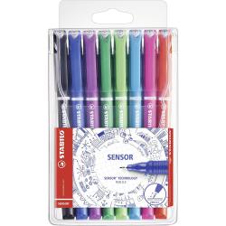 Cheap Stationery Supply of STABILO SENSOR fine Pen 0.3mm Line Assorted Colours (Wallet 8) 10528ST Office Statationery