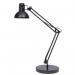 The Alba Architect Desk Lamp features a sleek black design with an adjustable arm and head for precise lighting. Its sturdy base and modern style make it a functional and stylish addition to any workspace.