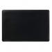 This photograph shows a durable desk mat with non-slip features and contoured edges. It measures 54x40cm and is black in color. Perfect for providing a smooth surface to work on and preventing items from sliding off.