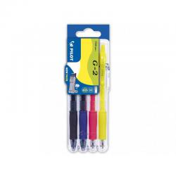Cheap Stationery Supply of Pilot Set2Go G-207 Retractable Gel Rollerball Pen 0.7mm Tip 0.39mm Line Black/Blue/Yellow/Neon Pink (Pack 4) 11438PT Office Statationery