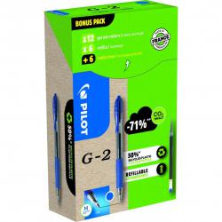 Cheap Stationery Supply of Pilot Greenpack G-207 Retractable Gel Rollerball Pen 0.7mm Tip 0.39mm Line Blue (Pack 12 Plus 12 Refills) 11487PT Office Statationery