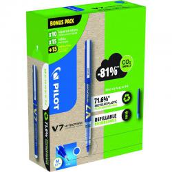 Cheap Stationery Supply of Pilot Greenpack Begreen V7 Hi-Tecpoint Cartridge System Liquid Ink Rollerball Pen Recycled 0.7mm Tip 0.5mm Line Blue (Pack 10 Plus 30 Refills) 11515PT Office Statationery