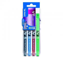 Cheap Stationery Supply of Pilot Set2Go V5 Hi-Tecpoint Liquid Ink Rollerball Pen 0.5mm Tip 0.3mm Line Black/Blue/Green/Red (Pack 4) 11543PT Office Statationery