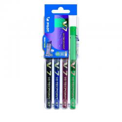 Cheap Stationery Supply of Pilot Set2Go V7 Hi-Tecpoint Liquid Ink Rollerball Pen 0.7mm Tip 0.5mm Line Black/Blue/Green/Red (Pack 4) 11550PT Office Statationery