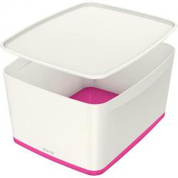 Cheap Stationery Supply of Leitz MyBox WOW Storage Box Large with Lid White/Pink 52164023 11802AC Office Statationery