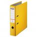 The photograph shows several bright yellow ACCO Brands Lever Arch Files from Rexel. The files have a durable polypropylene cover and a wide 75mm spine, making them able to hold a large amount of A4 documents. The files have a classic lever arch mechanism for easy opening and closing, and the bright yellow color makes them stand out and easy to spot on a shelf or in a drawer. The sleek design and sturdy construction make these files a great choice for organizing and storing important papers.