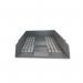 The photo shows a set of Deflecto Europe letter trays in grey. The trays are stackable and can hold A4 or foolscap sized documents in portrait orientation.