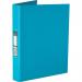 This image shows a set of 10 Pukka Brights Ring Binders from Pukka Pads Ltd. They feature a laminated paper on board construction with 2 O-ring bindings and measure A4 size with 25mm rings. The binders are a bright blue color.