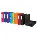 The image displays a pack of 10 Pukka Brights Box Files from Pukka Pads Ltd. Each file has a laminated paper on board construction, with a 75mm spine width. These files come in assorted colors and have a catch closure for secure storage.