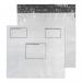 This picture features a stack of white polythene envelopes from Blake Packaging. Each envelope has a convenient address panel and a peel and seal closure. The envelopes are 50mu thick and measure 430x460mm. This pack contains 100 envelopes.
