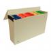 The image showcases a large expanding file with 31 pockets, made of sturdy manilla material and reinforced with Mylar. The file is labeled with numbers from 1-31, and has a buff color. Its compact design allows for easy organization and storage of important documents.