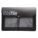 The photo shows a black polypropylene expanding file with seven pockets designed to hold A4-sized documents. The file is hanging on a wall with the help of a portable hanging organizer, making it compact and easy to access. The front features the words Cathedral Products in bold font, indicating the brand of the file. The file is sleek and professional-looking, with a cathedral design embossed on the cover. It appears to be durable and suitable for organizing important papers or documents in an office or home setting.
