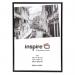 The image shows a sleek and modern Hampton Frames photo album and certificate/photo frame. The frame is made of durable aluminium and has a plastic front. It features a classic black color, making it a versatile addition to any home decor.