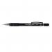 The picture shows a pack of 12 black-barreled Pentel Co Mechanical Pencils, with each pencil loaded with HB 0.5mm lead. The pencils are neatly arranged in a row, ready to be used for precise writing and drawing.