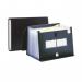 The photograph captures a sleek and professional black Pentel Expanding File made of durable polypropylene material. It features 13 spacious pockets, providing ample storage for A4 size documents. The well-designed file is sure to keep all your important papers organized and secure.