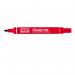 This image features a pack of 12 Pentel Co Permanent Markers in red, with a bullet tip of 2.2mm. The markers have the brand name and product line, N50, displayed prominently on the packaging. The vibrant red color and sleek design of the markers make them stand out.